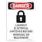 Signmission Safety Sign, OSHA Danger, 7" Height, Lockout Electrical, Portrait OS-DS-D-57-V-1436 - alternate 1